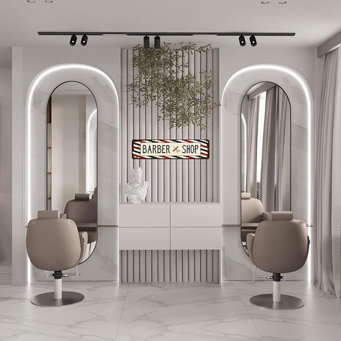 Barber Shop Decor Accessories - Barbershop Poster Metal Tin Signs Vintage Wall Art, Barber Gifts for Men Haircut Decorations 4x16 Inch-StrideForce Fitness