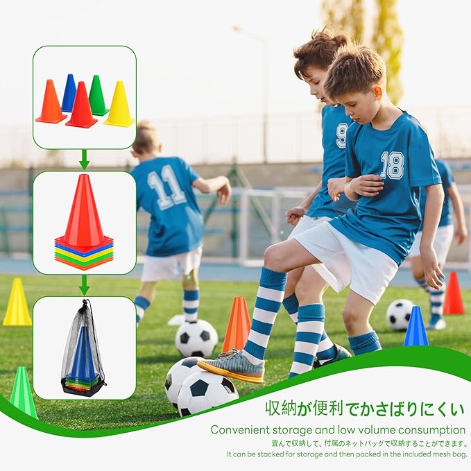 BiAnYC 7 Inch Plastic Sport Training Traffic Cones- Set of 10 Pcs/25 Pcs, 5 Colors(Orange/Yellow/Red/Blue/Green)-StrideForce Fitness