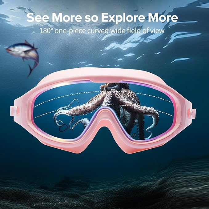 Adult Swimming Goggles,Leak-Proof,Anti-Fog Pool Glasses,Wide View Swim Goggles with Ear Plugs and Nose Clip-StrideForce Fitness