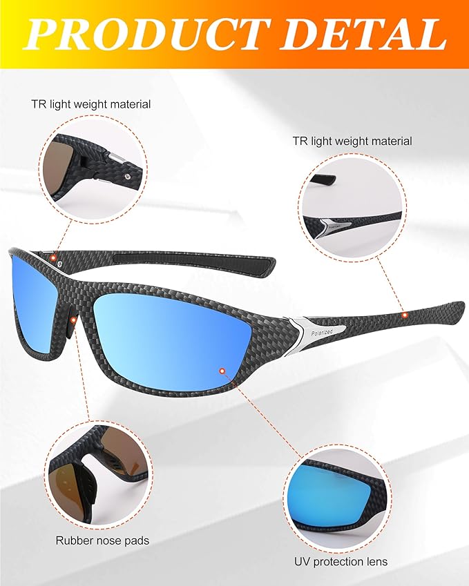 Frienda 6 Pack Polarized Sport Sunglasses for Men Multipack Fit over Glasses Pack Lot Set Men's Sport Fishing Eyeglasses-StrideForce Fitness