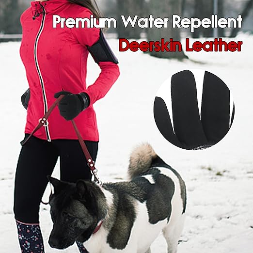 HANDLANDY Winter Gloves for Men Women, Thermal Gloves for Cold Weather Driving Cycling Ski Outdoor, Insulated Leather Work Gloves (Small, Black)-StrideForce Fitness