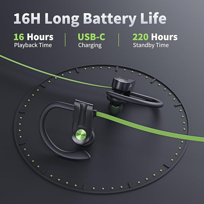 JOYWISE Bluetooth Headphones, Wireless Earbuds IPX7 Waterproof Bluetooth 5.3 Headphones with 16Hrs Playtime Stereo Bass Headsets with Mic Running Headsets with Earhooks for Sports Running Workout-StrideForce Fitness