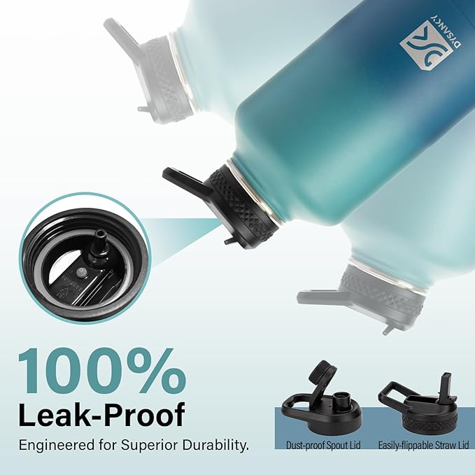 Insulated Water Bottle | Thickened Stainless Steel Vacuum Metal | Portable Sports Half Gallon Large Water Jug for Gym and Hiking with Straw, Carrier Bag, Handle Strap | BPA-Free 64 oz-StrideForce Fitness