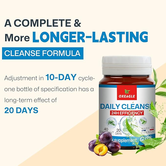 Gut Cleanse Detox for Women, Colon Cleanse & Gentle Herbal Supplements for Men, Powered with Senna Leaves, Plum, Chrysanthemum, Acacia Gum & Aloe Vera–40 Capsules (A01)-StrideForce Fitness