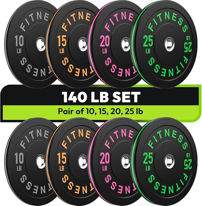 Rubber Weight Plates, Olympic Bumper Plate Set 2-Inch, 45/100 / 160/190 / 260/300 lb Barbell Weights for Home Gym, Colored Standard Strength Training Plates for Weightlifting-StrideForce Fitness