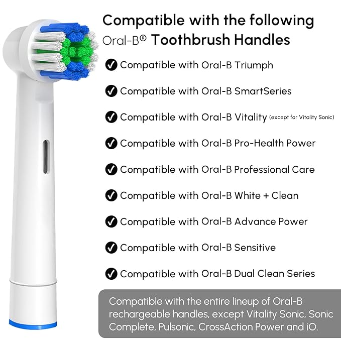 Replacement Toothbrush Heads Compatible with Oral-B Braun, 16 Pcs Professional Electric Toothbrush Heads Brush Heads for Oral B Replacement Heads Refill Pro 500/1000/1500/3000/3757/5000/7000/7500/8000