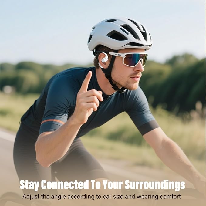 Open Ear Headphones, Bluetooth 5.4 Headphones Sports, Premium Sound with HD Mic Wireless Earbuds, 48H Playtime LED Power Display Ear Buds, IPX7 Lightweight Comfort Earphones for Running, White-StrideForce Fitness