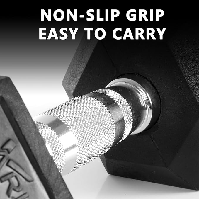 Yufer 6-10 Pair Iron and Rubber Coated Dumbbell Set 350/450 and 550 lbs 5-50 lbs Hand Free Weight for Strength Hex Rubber Weights with Vertical Storage Rack Fitness Home Gym Equipment-StrideForce Fitness