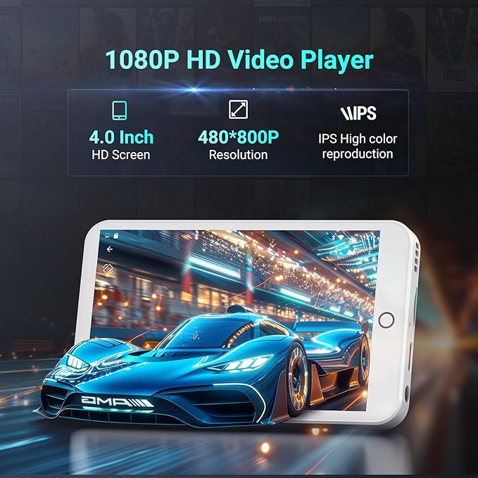 96GB MP3 Player with Bluetooth and WiFi, Android 13 MP3 MP4 Players with 4" Touchscreen and Speaker, 3GB RAM & 32GB ROM, Spotify Music Player with Audible, FM Radio, Amazon Music, Play Store-StrideForce Fitness