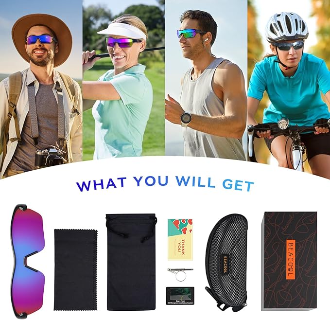 BEACOOL Polarized Sports Sunglasses for Men Women Youth Baseball Cycling Running Fishing Golf Motorcycle TAC Glasses UV400-StrideForce Fitness