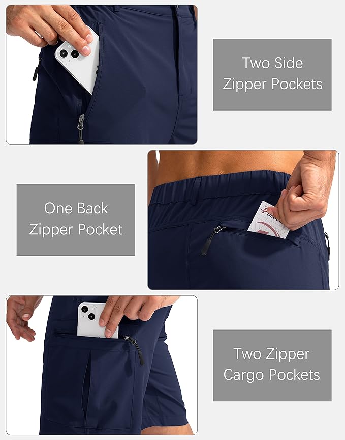 Pudolla Men's Hiking Cargo Shorts 9" Lightweight Outdoor Work Shorts for Men Travel Golf Camping Casual with 5 Zipper Pockets-StrideForce Fitness