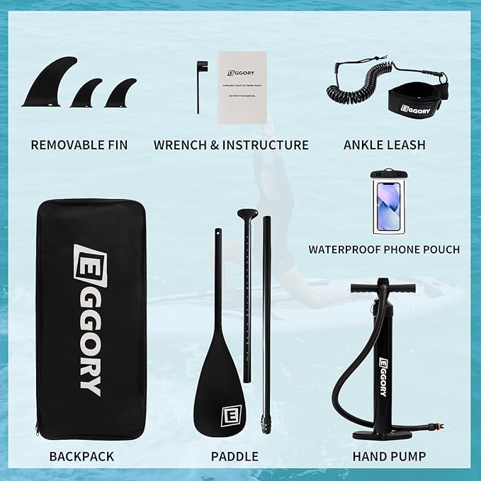 Inflatable Paddle Board,Stand Up Paddle Board Set, Extra Wide SUP Board with Removable Fin, Floating Paddle, Hand Pump, Waterproof Phone Pouch,Traveling Board-StrideForce Fitness