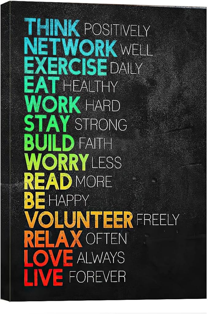 Think Positively Mindset Motivational Canvas Wall Art -Inspirational Office Wall Art Poster Quotes - Canvas Artwork Picture Print Framed for Home Office Bathroom Bedroom Wall Decor-16 x20-StrideForce Fitness