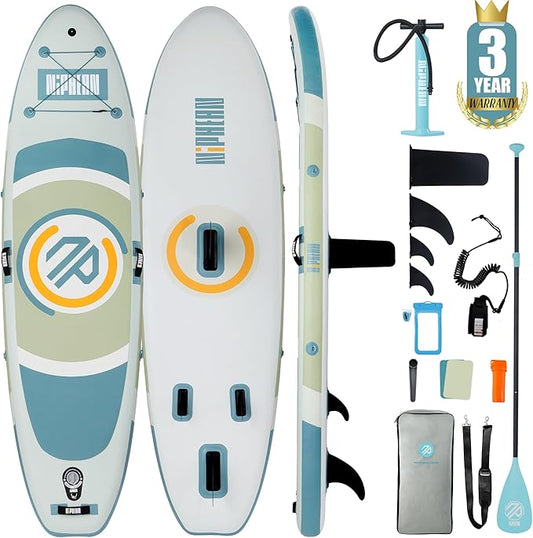 Niphean（Ultra-Light）Inflatable Paddle Board with (Beginner Friendly) StabilTrac Fin and Durable SUP Accessories, 10' Stand Up Paddle Boards for Adults & Youth, Versatile Yoga Paddle Board, Gift Ideas-StrideForce Fitness