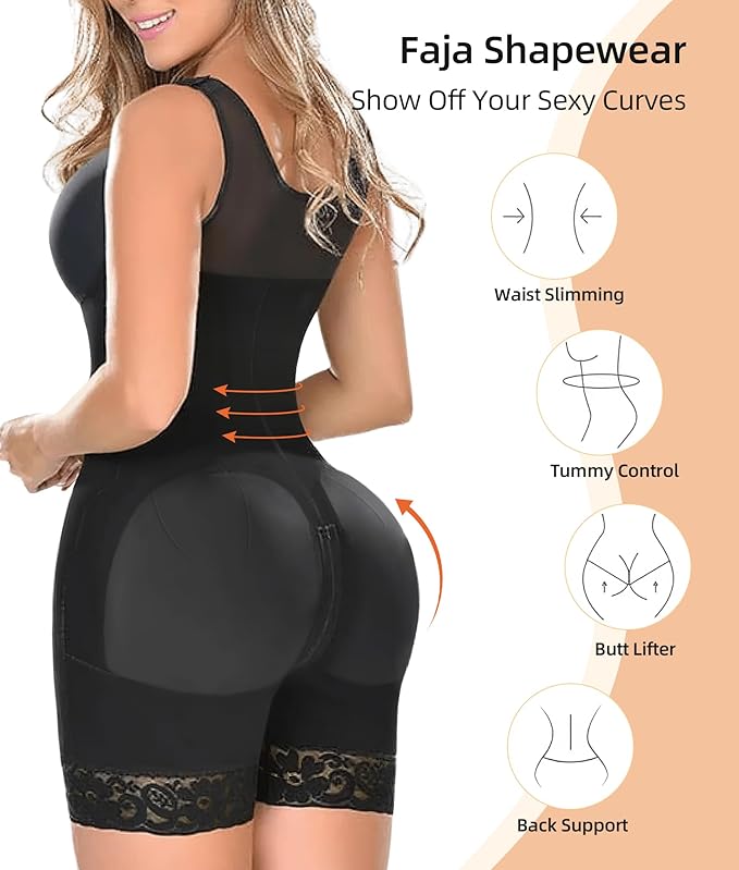 YIANNA Fajas Colombianas Shapewear for Women Tummy Control Post Surgery Full Body Shaper Butt Lifter with Zipper Crotch-StrideForce Fitness