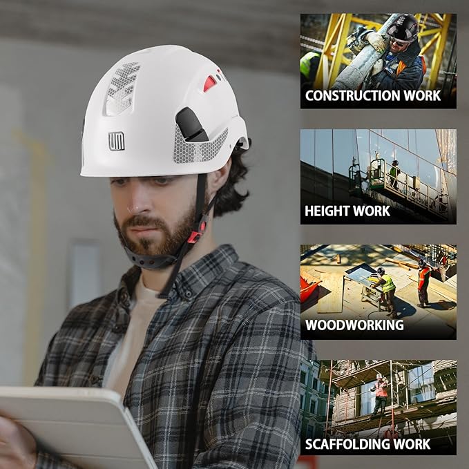 Safety Helmet Hard Hat, ANSI Z89.1 Approved Lightweight Vented Work Helmet, 6-Point Adjustable Ratchet Suspension Hardhat Ideal for Industrial and Construction-StrideForce Fitness
