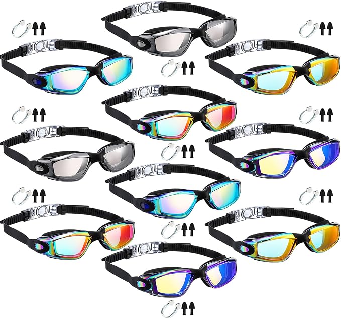 Konohan 10 Pack Swim Goggles Bulk for Kids adult Pool Goggles Anti Fog Silicone No Leak Swimming Glasses for Men Women Youth-StrideForce Fitness