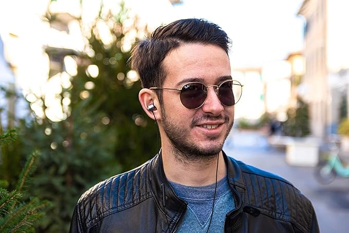 LUDOS Clamor Wired Earbuds in-Ear Headphones, 5 Years Warranty, Earphones with Microphone, Noise Isolating Ear Buds, Memory Foam for iPhone, Samsung, School Students, Kids, Women, Small Ears - Grey-StrideForce Fitness