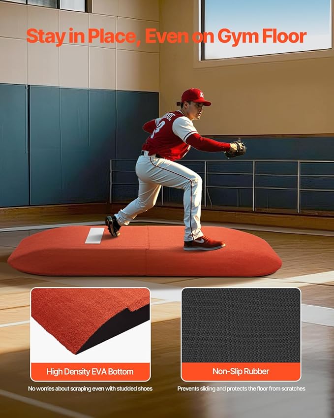 VEVOR Pitching Mound, Baseball Game Mound, Indoor/Outdoor Pitching Practice and Training Equipment, Softball Pitching Aids with Antifade Turf and Pitching Rubber-StrideForce Fitness