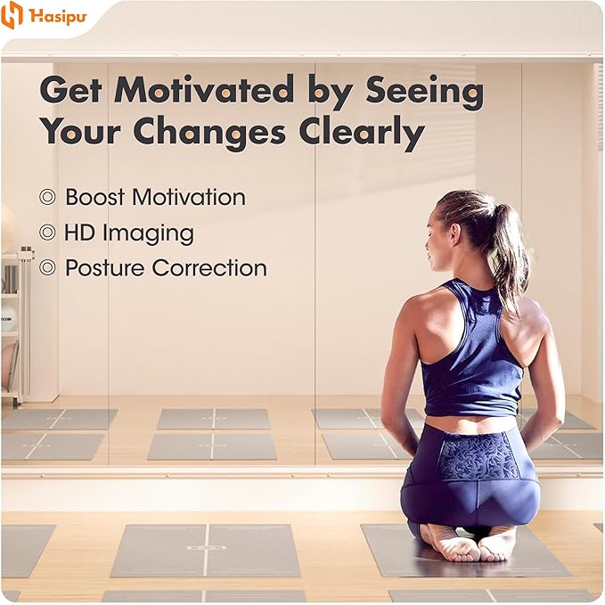 Hasipu Home Gym Mirror 55" L x 17" W - 2PCS Large Full Body Mirror for Yoga, Wall-Mounted Mirrors for Fitness, Garage, Dance Studio, 0.16in Tempered Glass Frameless-StrideForce Fitness