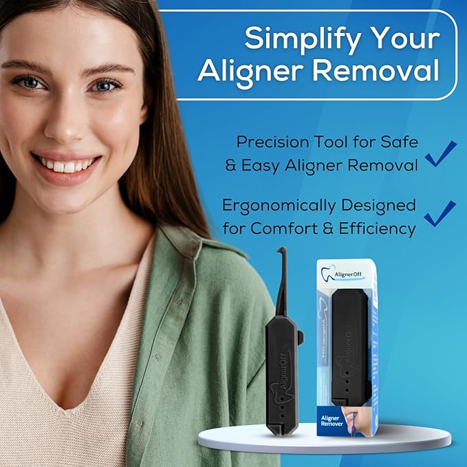 Clear Aligner & Retainer Remover Tool – Compact, Retractable Tool for Invisalign, Nightguards, Retainers & Veneers – Ergonomic Design for Easy Removal (NOIR) – Ideal for Gifting