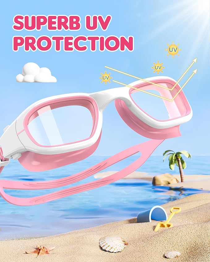 Kids Swim Goggles,Swimming Goggles for Kids 6-14, Anti-Fog UV Protection Pool Glasses for Boys Girls-StrideForce Fitness