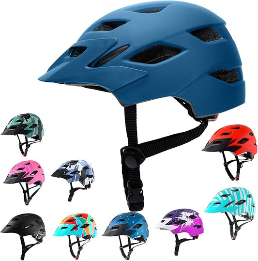 Kids Bike Helmet,Bavilk Kids Boys Girls Bike Helmets with LED Light Detachable Visor Children Youth Teen Multi-Sport for Skating Cycling Scooter Skateboard Adjustable & Lightweight 19.7"-22.4"-StrideForce Fitness