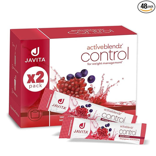 Javita Control Fruity (Acai, Pomegranate) Drink Mix Beverage with Slimming Herbs (Garcinia Cambogia, Gymnema Sylvestre) to Help Support Healthy Lifestyle, Appetite (2 Boxes/48 sticks)-StrideForce Fitness