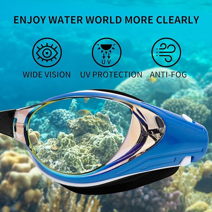 Nearsighted Swim Goggles, Shortsighted Optical Swimming Goggles No Leaking Anti Fog UV Protection for Adult Men Women-StrideForce Fitness