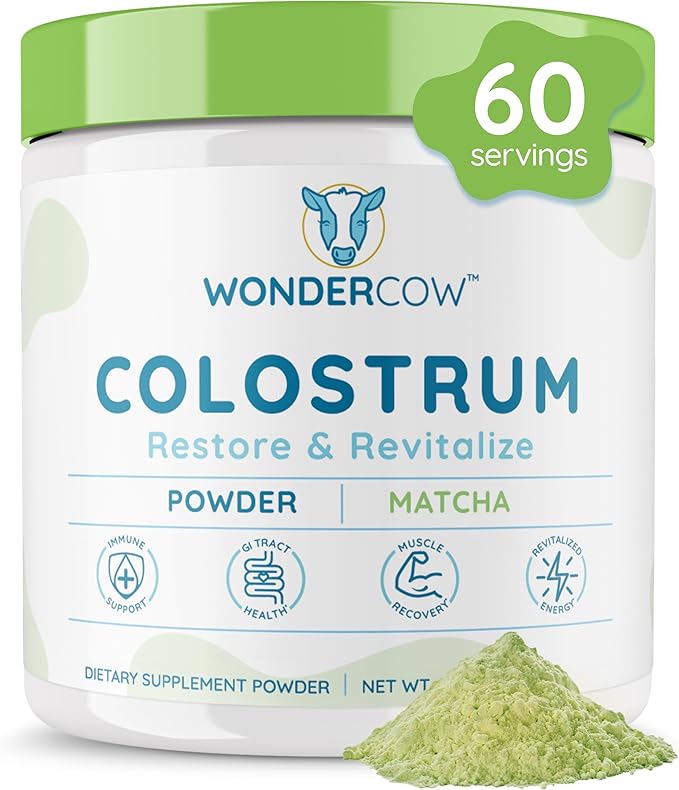 Colostrum Supplement Powder for Gut Health, Immune Support, Muscle Recovery & Wellness | Natural IgG Pure Whole Bovine Colostrum Superfood, Matcha, 60 Servings-StrideForce Fitness