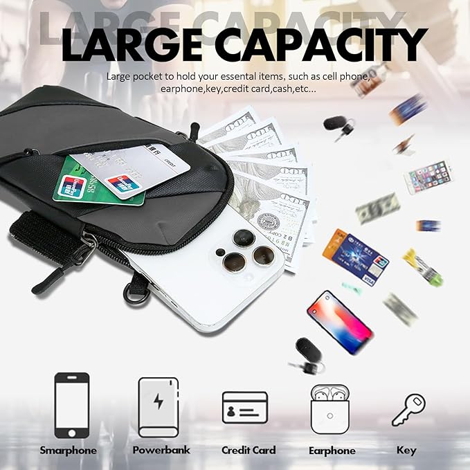 Armband Cell Phone Holder for Running,Crossbody Shoulder Holsters Bag with Arm Band for Women Men Kids,iPhone 15 14 13 12 11 Pro Max Xs Xr 8 7 6S 6 Plus SE Mini Galaxy Workout Walking Gym Arm Bags-StrideForce Fitness