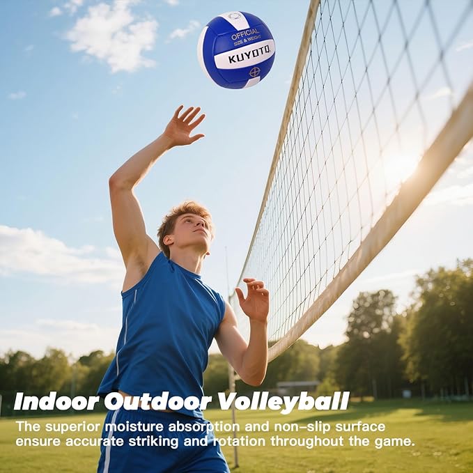 KUYOTQ Official Size 5 in&Outdoor Beach Volleyball,3MM Thickened Surface Soft Leather Youth Womens Mens Volleyball for Game Gym Training(Deflated)-StrideForce Fitness