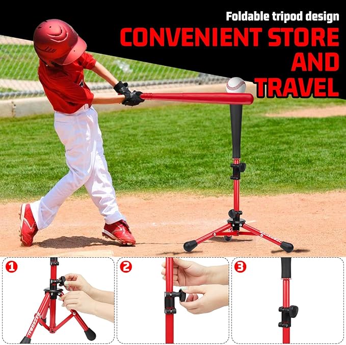 Baseball Tee for Kids,Youth Stand Set,Teeball Set,Youth Baseball,Softball Batting Tee Set,Easy Adjustable Height-StrideForce Fitness