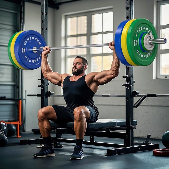 Olympic Rubber Bumper Weight Set - 2 Inch Barbell Plates for Home Gym Strength Training-StrideForce Fitness