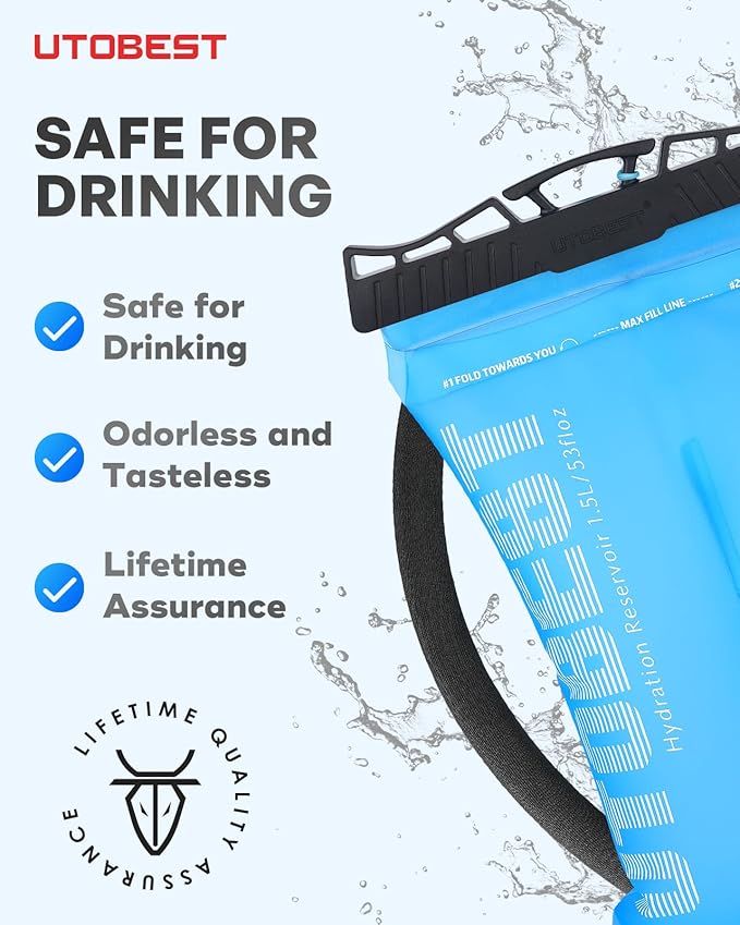 UTOBEST Hydration Bladder,TPU Water Bladder,Water Bladder for Hiking Backpack,BPA Free,Wide Opening,Leak-Proof,Water Reservoir for Hiking Cycling Camping Running-StrideForce Fitness