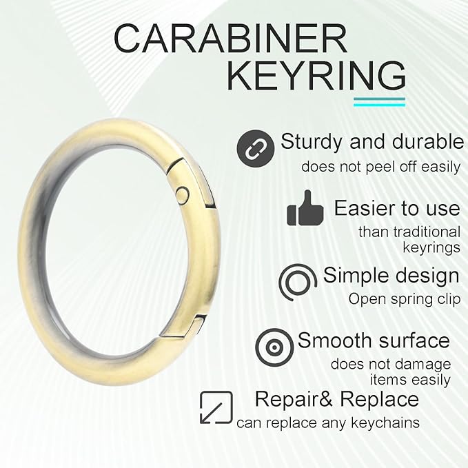 10 Pack 1-1/4Inch Trigger Spring O Rings, Metal Round Carabiner Clip Snap Hook, Spring Keyring Buckles for Replacement Purse Strap, Paracord Lanyard Clips, Keychain Rings Hardware DIY Crafts Making-StrideForce Fitness