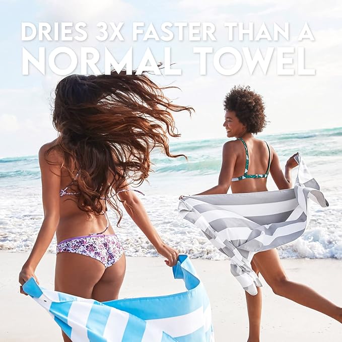 Dock & Bay Beach Towel - Quick Dry, Sand Free - Compact, Lightweight - 100% Recycled - Includes Bag - Cabana Light - Tulum Blue - Large (160x90cm, 63x35)-StrideForce Fitness