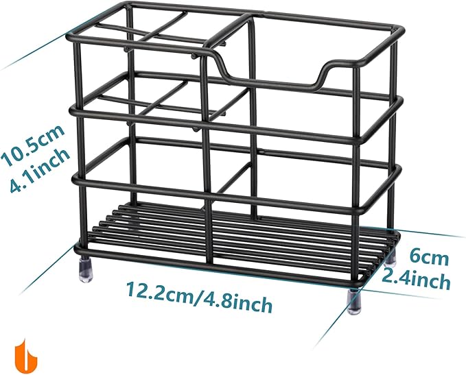 Urbanstrive 304 Stainless Steel Bathroom Toothbrush Holder Toothpaste Holder Stand Bathroom Accessories Organizer (Black, Small)