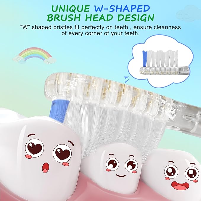 Teeteck 5 Pack Kids Toothbrush Replacement Heads Compatible with SEAGO SG513/SG977/SGEK6, DadaTech DT-K6/DT-BB1/DT-977, Brush-Baby WildOnes (Ages 3years+/Green)