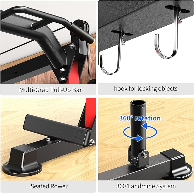 Power Rack Power Cages Multi-Function Squat Rack with Cable Crossover System Selectable More Training Attachment Weight Cage for Garage Home Gym-StrideForce Fitness