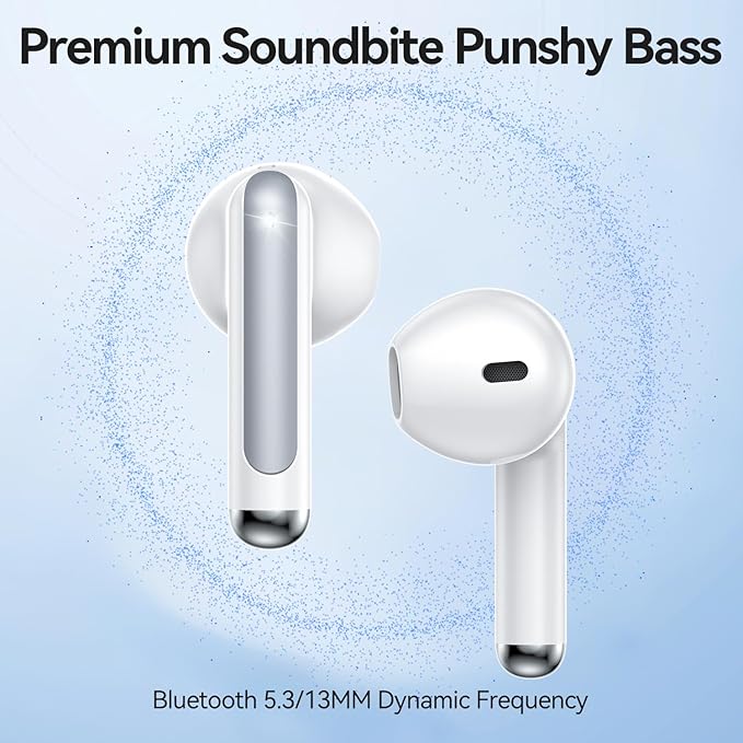 Wireless Earbuds, 2025 Bluetooth 5.3 Headphones HiFi Stereo 50H Playback Ear Buds with Led Digital Display, ENC Noise Cancelling Earbuds for Laptop Computer, iOS, Android, White-StrideForce Fitness