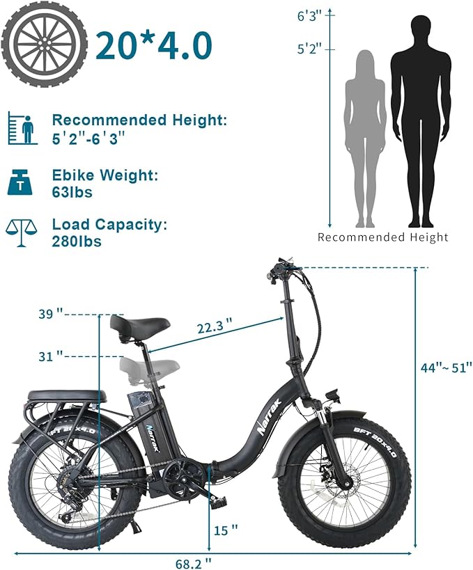 Fat Tire Folding Electric Bike, 48V & 624Wh Lithium Removable Battery, Peak 1100W Brushless Motor, Max Speed 28Mph, M5 Large LCD Display, Suspension, Step-Over/Thru Frame-StrideForce Fitness
