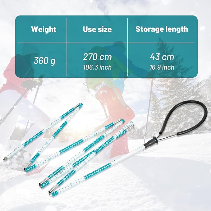 G2 GO2GEHTER 7075 Aluminum Alloy 270cm Backcountry Avalanche Rescue Probe with Storage Bag, Folding Design, Easy to Storage and Carry (3 Color Available)-StrideForce Fitness