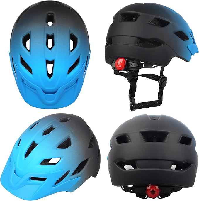 Kids Bike Helmet,Bavilk Kids Boys Girls Bike Helmets with LED Light Detachable Visor Children Youth Teen Multi-Sport for Skating Cycling Scooter Skateboard Adjustable & Lightweight 19.7"-22.4"-StrideForce Fitness