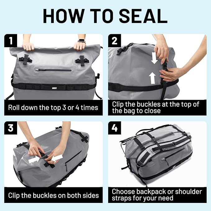 MIER Large Waterproof Duffel Bag Rolltop Dry Backpack Duffle Bags for Kayaking, Rafting, Boating, Swimming, Camping, Travel, Gym, Beach, 60L/80L-StrideForce Fitness