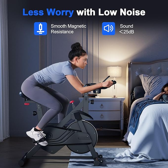 Superun Exercise Bike, Stationary Bikes for Home Gym with 32-Level Magnetic Resistance, 300LBS Capacity Indoor Cycling Bike with Comfortable Seat, LED Display-StrideForce Fitness