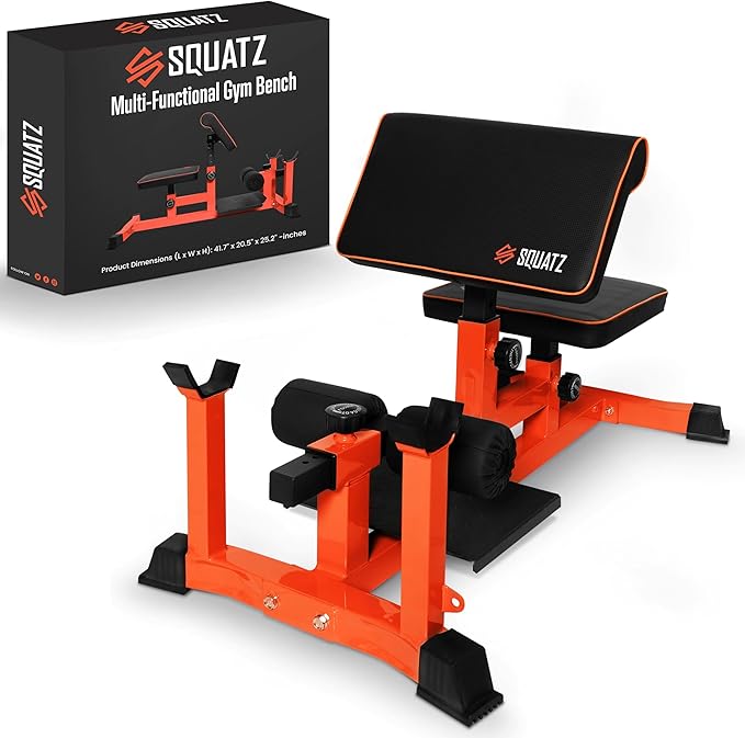 SQUATZ Sissy Squat Machine and Preacher Curl Crunch Rack - Foldable Squatting Bench for Home Gym Workout Station and Leg Exercise - Train Abs, Thighs, and Glutes, Multifunctional Fitness Equipment-StrideForce Fitness