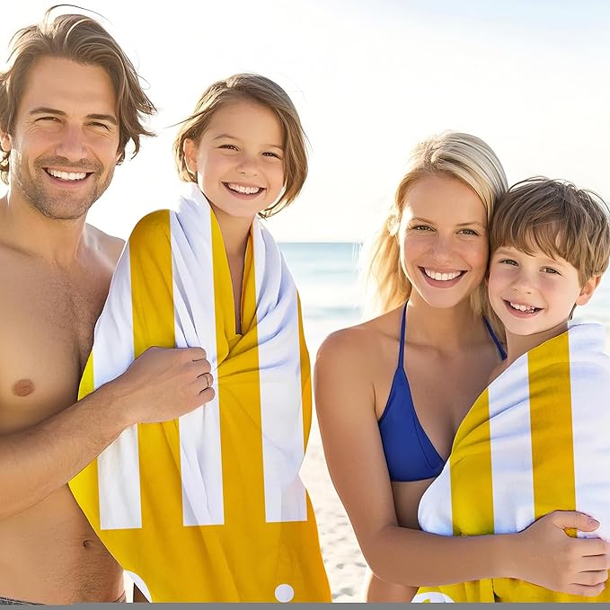 JML Personalized Beach Towel with Name, Custom Cabana Stripe Beach Towel, Customized Microfiber Pool Towel, Quick Dry & Absorbent Swim Towel for Adult,Mother's Day, Birthday, Summer Holiday,Vacation-StrideForce Fitness