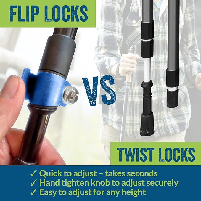 York Nordic Hiking & Walking Poles - Cushion Foam Grips w/Nordic Strap - Lightweight, Adjustable, and Great for Balance -2 Pieces w/Flip Locks, and Travel Bag - Heights 5'4"-6'2"-StrideForce Fitness