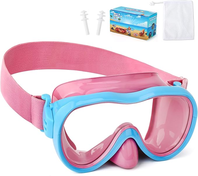 Kids Swim Goggles with Nose Cover, Anti-Leak Swim Mask with Elastic Fabric Strap, UV Protection Swimming Goggles for Kids-StrideForce Fitness